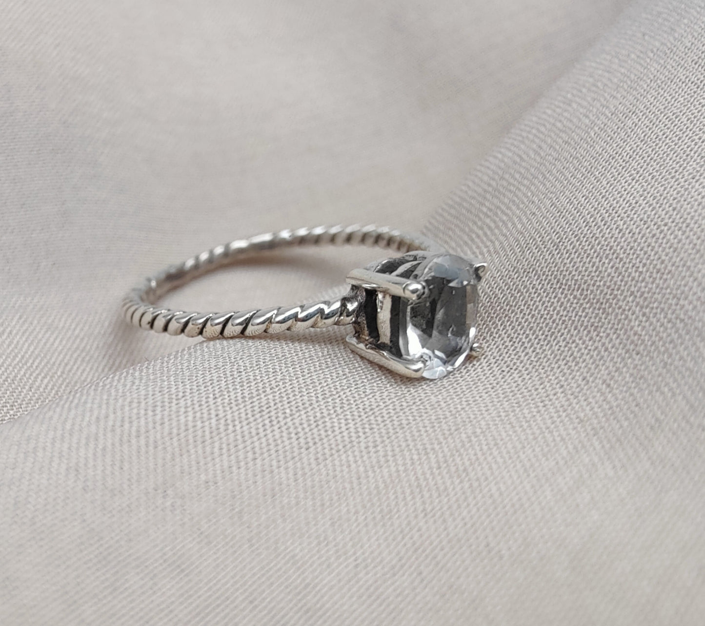 925 SOLID STERLING SILVER NATURAL CRYSTAL QUARTZ GEMSTONE HANDMADE RING, ALL SIZES AVAILABLE