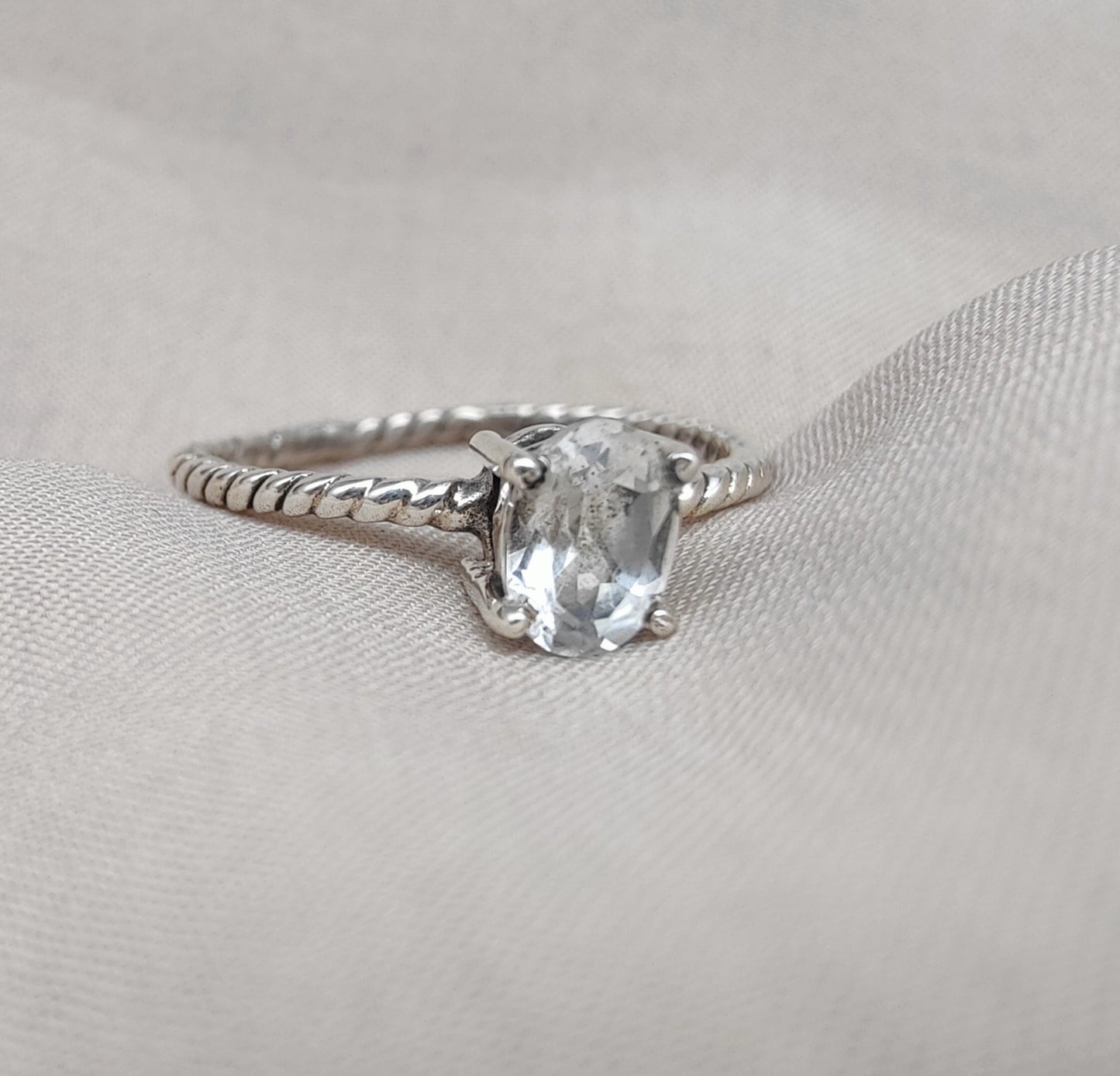 925 SOLID STERLING SILVER NATURAL CRYSTAL QUARTZ GEMSTONE HANDMADE RING, ALL SIZES AVAILABLE
