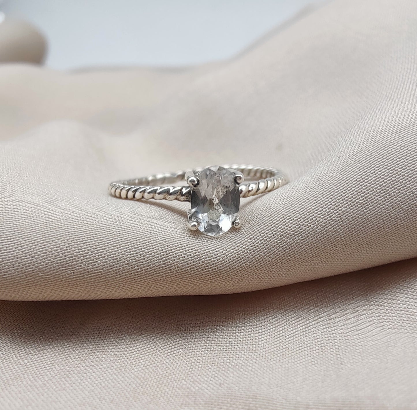 925 SOLID STERLING SILVER NATURAL CRYSTAL QUARTZ GEMSTONE HANDMADE RING, ALL SIZES AVAILABLE