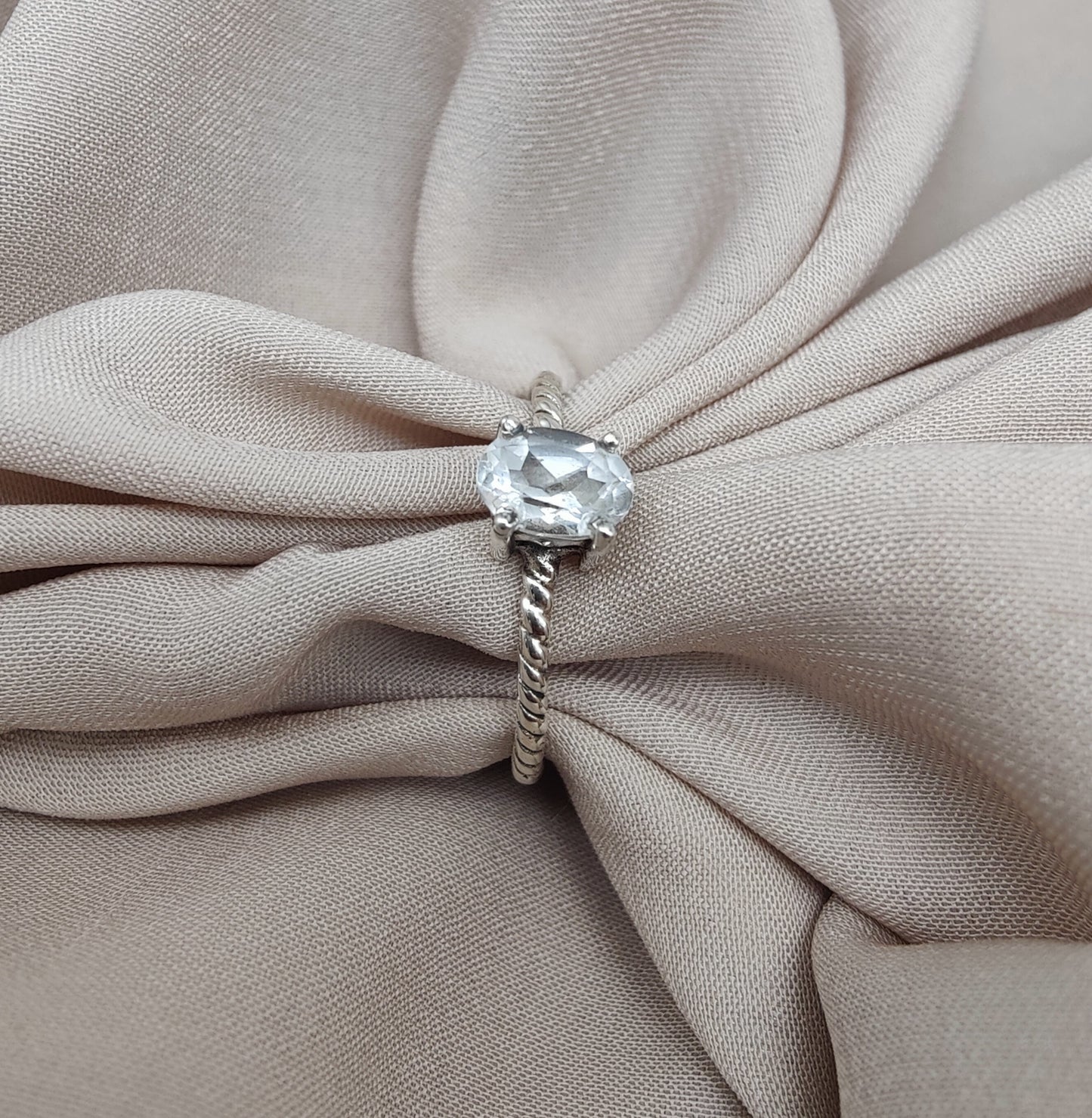 925 SOLID STERLING SILVER NATURAL CRYSTAL QUARTZ GEMSTONE HANDMADE RING, ALL SIZES AVAILABLE