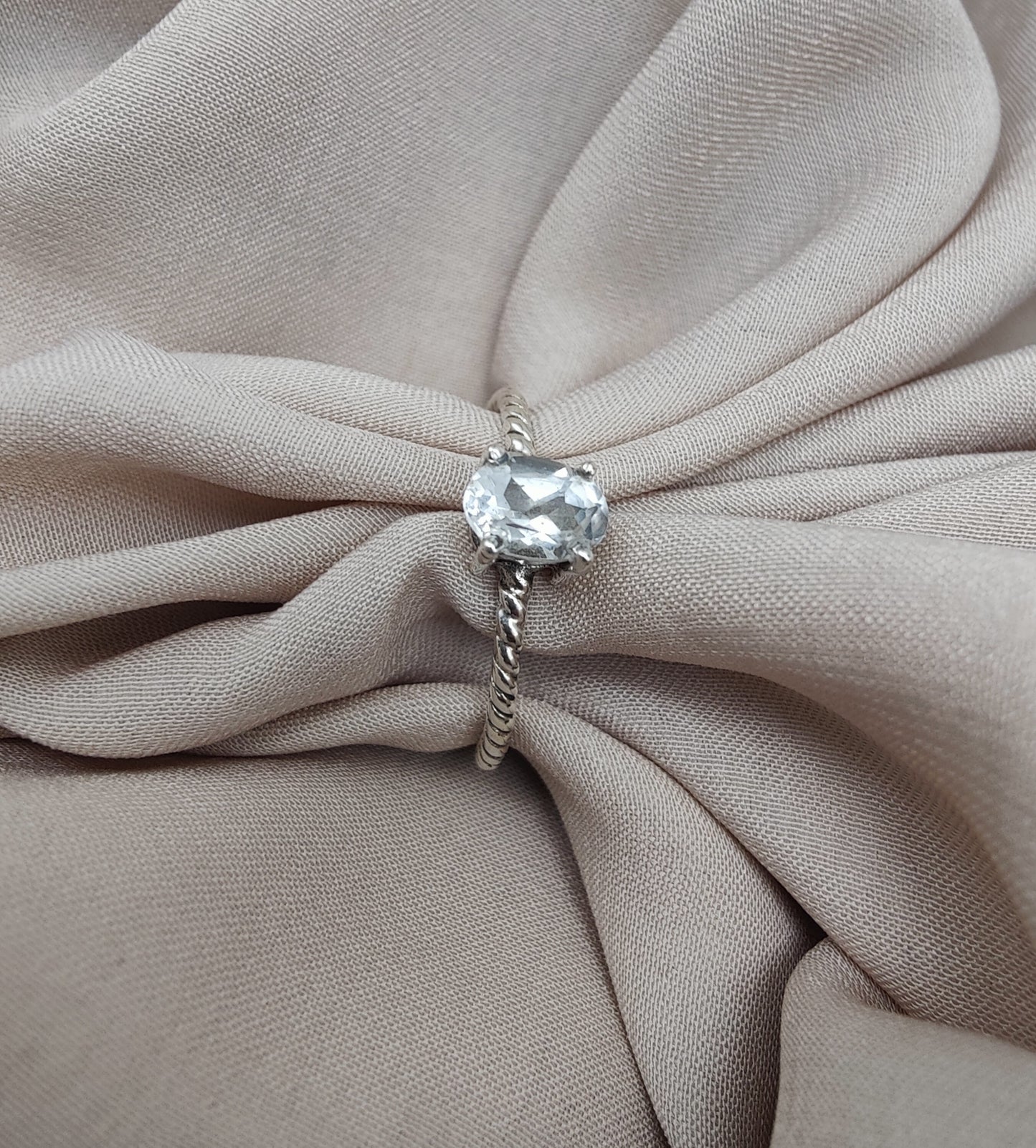 925 SOLID STERLING SILVER NATURAL CRYSTAL QUARTZ GEMSTONE HANDMADE RING, ALL SIZES AVAILABLE