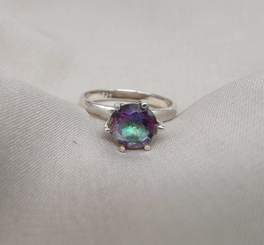 925 SOLID STERLING SILVER NATURAL MYSTIC TOPAZ GEMSTONE HANDMADE RING, ALL SIZES AVAILABLE