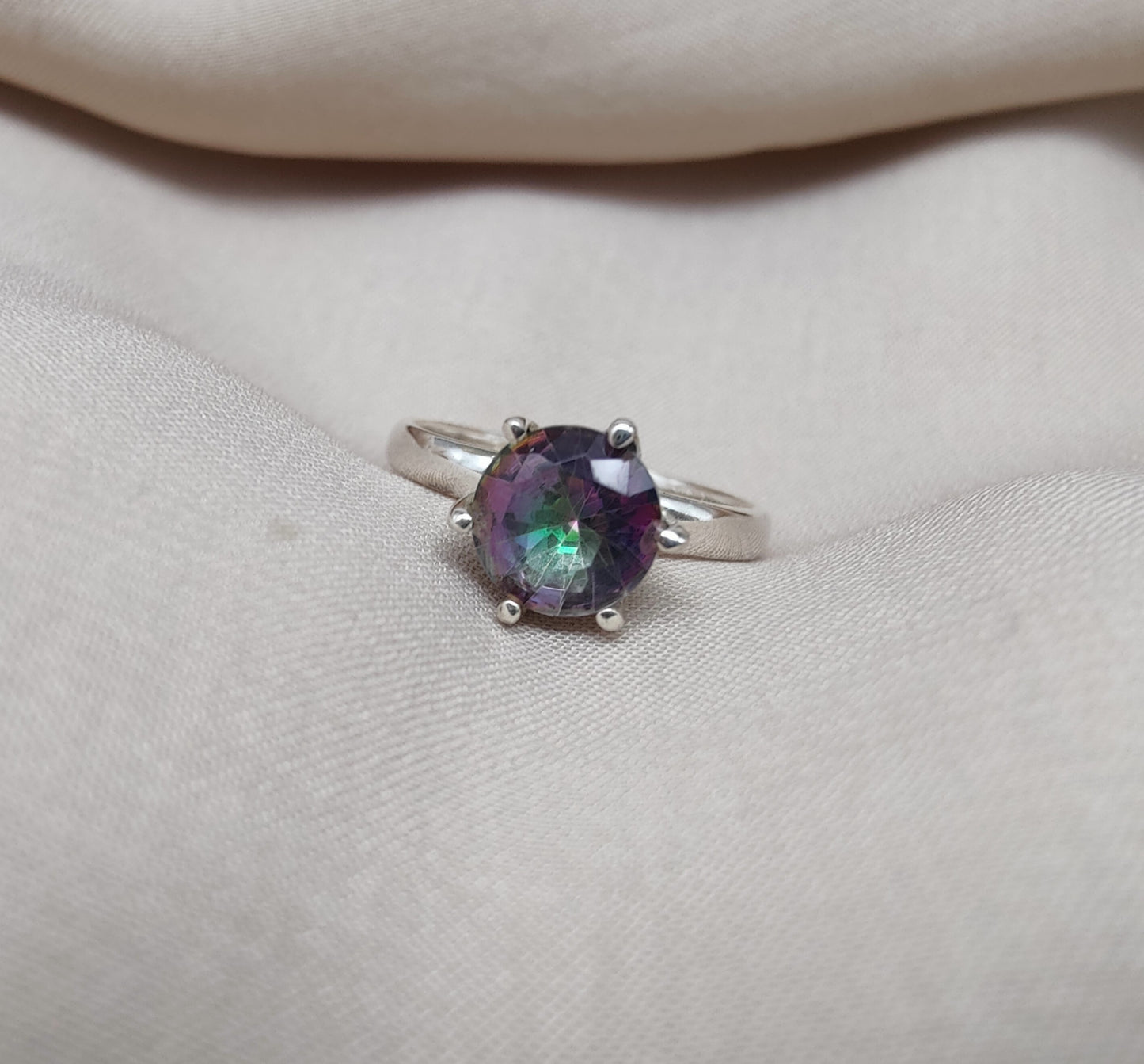 925 SOLID STERLING SILVER NATURAL MYSTIC TOPAZ GEMSTONE HANDMADE RING, ALL SIZES AVAILABLE