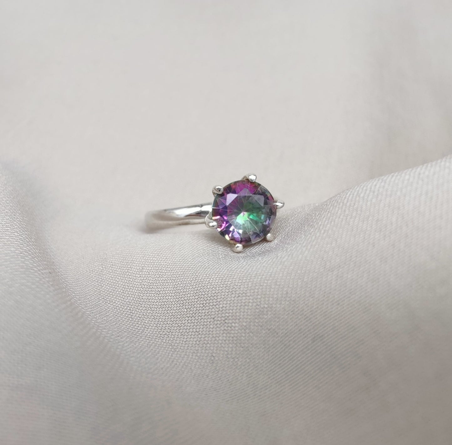 925 SOLID STERLING SILVER NATURAL MYSTIC TOPAZ GEMSTONE HANDMADE RING, ALL SIZES AVAILABLE