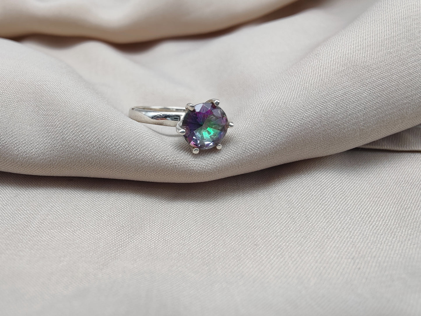 925 SOLID STERLING SILVER NATURAL MYSTIC TOPAZ GEMSTONE HANDMADE RING, ALL SIZES AVAILABLE