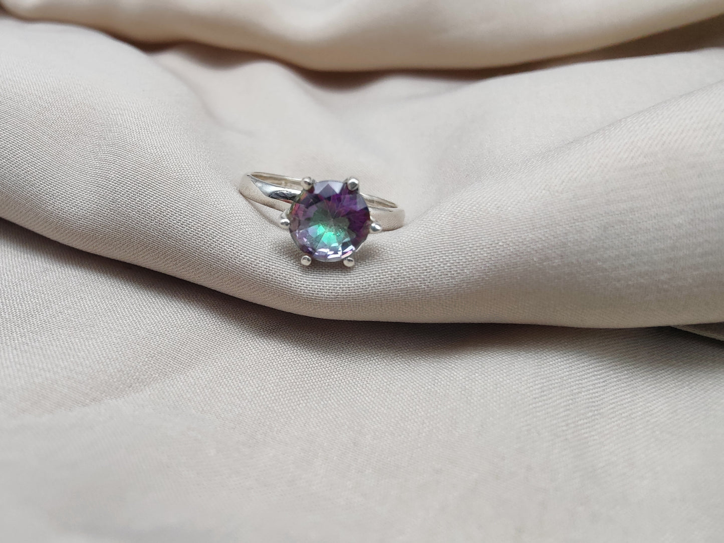 925 SOLID STERLING SILVER NATURAL MYSTIC TOPAZ GEMSTONE HANDMADE RING, ALL SIZES AVAILABLE