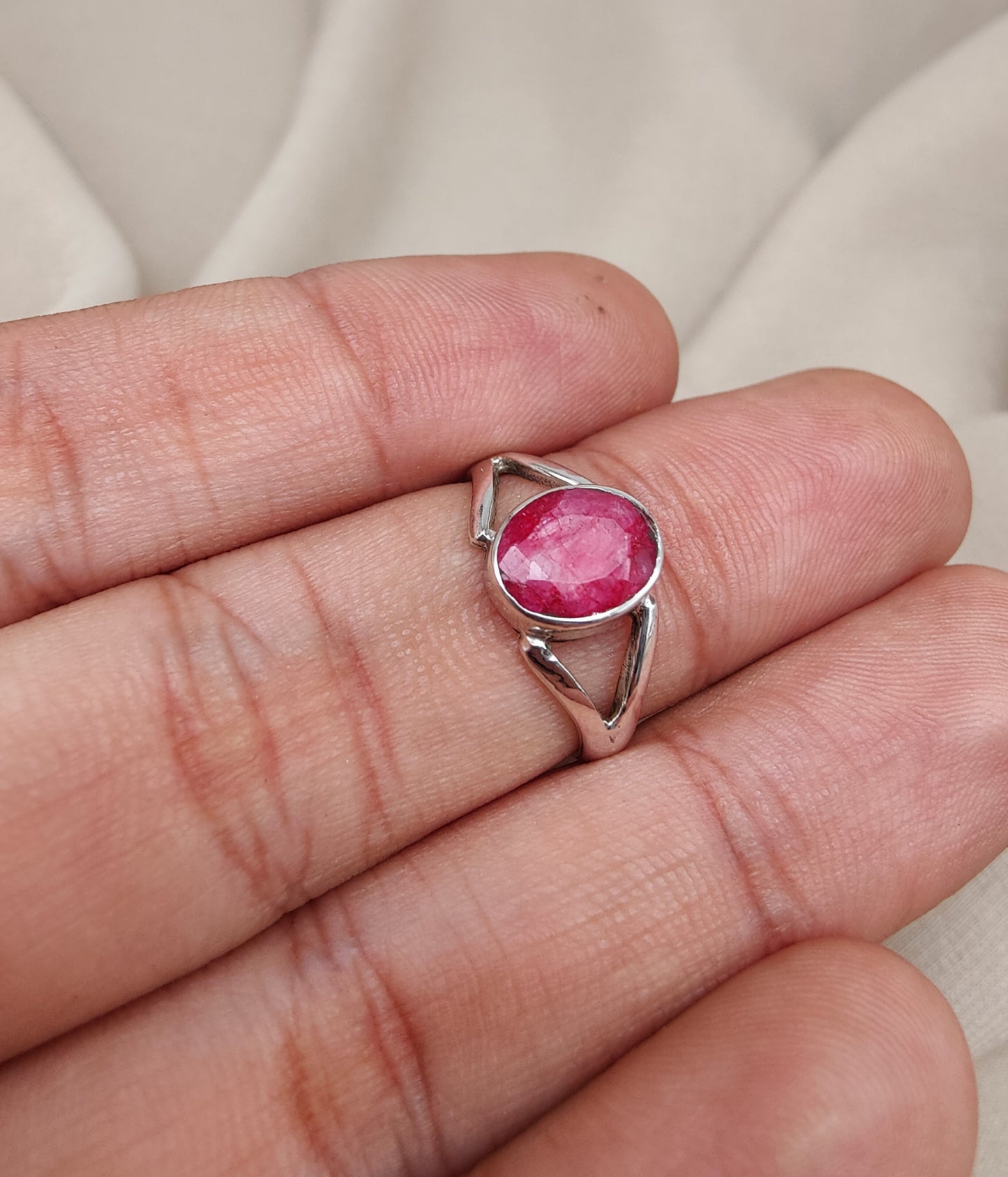 925 SOLID STERLING SILVER NATURAL RUBY GEMSTONE HANDMADE RING, ALL SIZES AVAILABLE