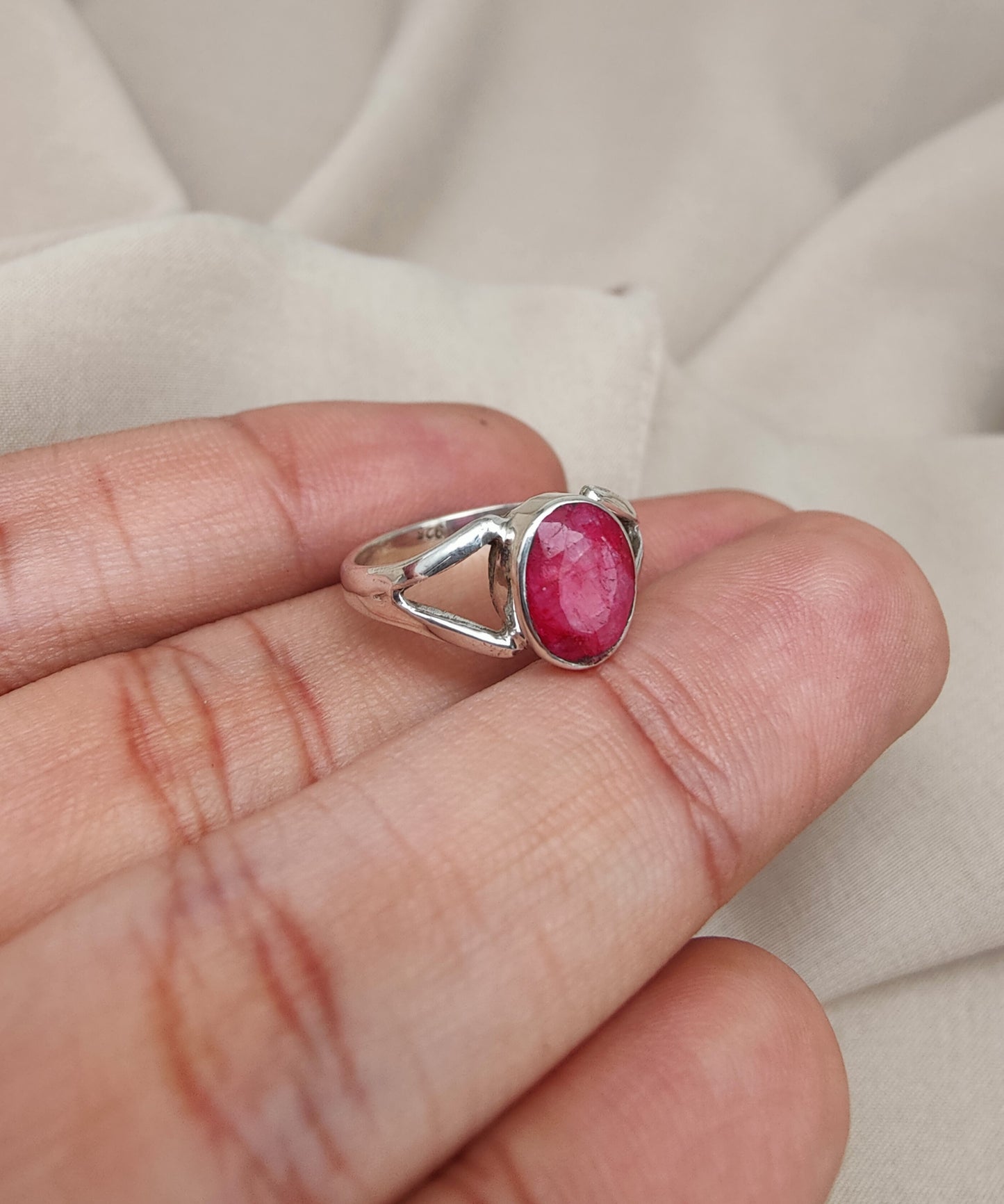925 SOLID STERLING SILVER NATURAL RUBY GEMSTONE HANDMADE RING, ALL SIZES AVAILABLE