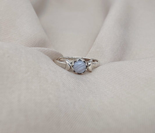 925 SOLID STERLING SILVER NATURAL BLUE LACE AGATE GEMSTONE HANDMADE RING, ALL SIZES AVAILABLE