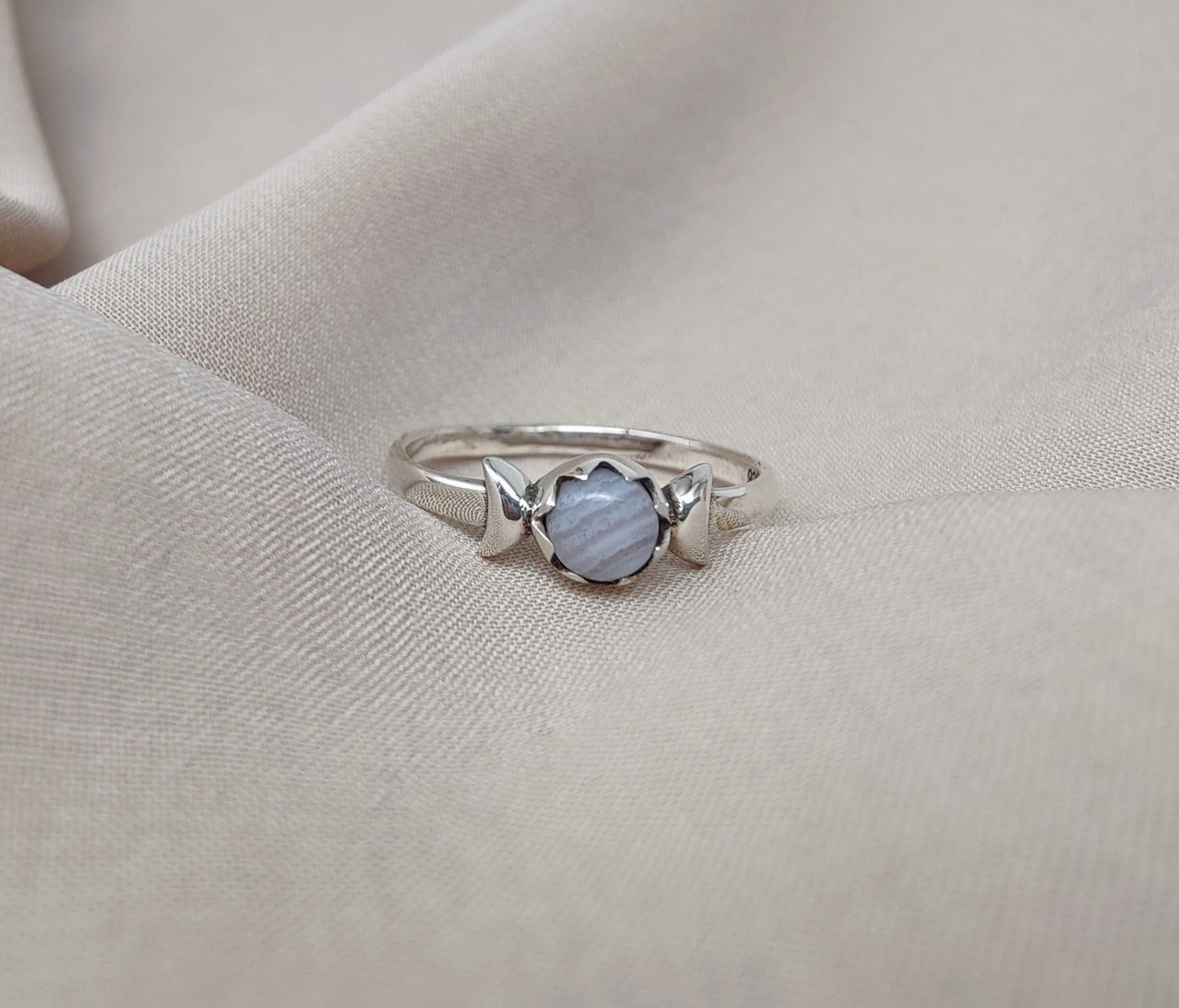 925 SOLID STERLING SILVER NATURAL BLUE LACE AGATE GEMSTONE HANDMADE RING, ALL SIZES AVAILABLE