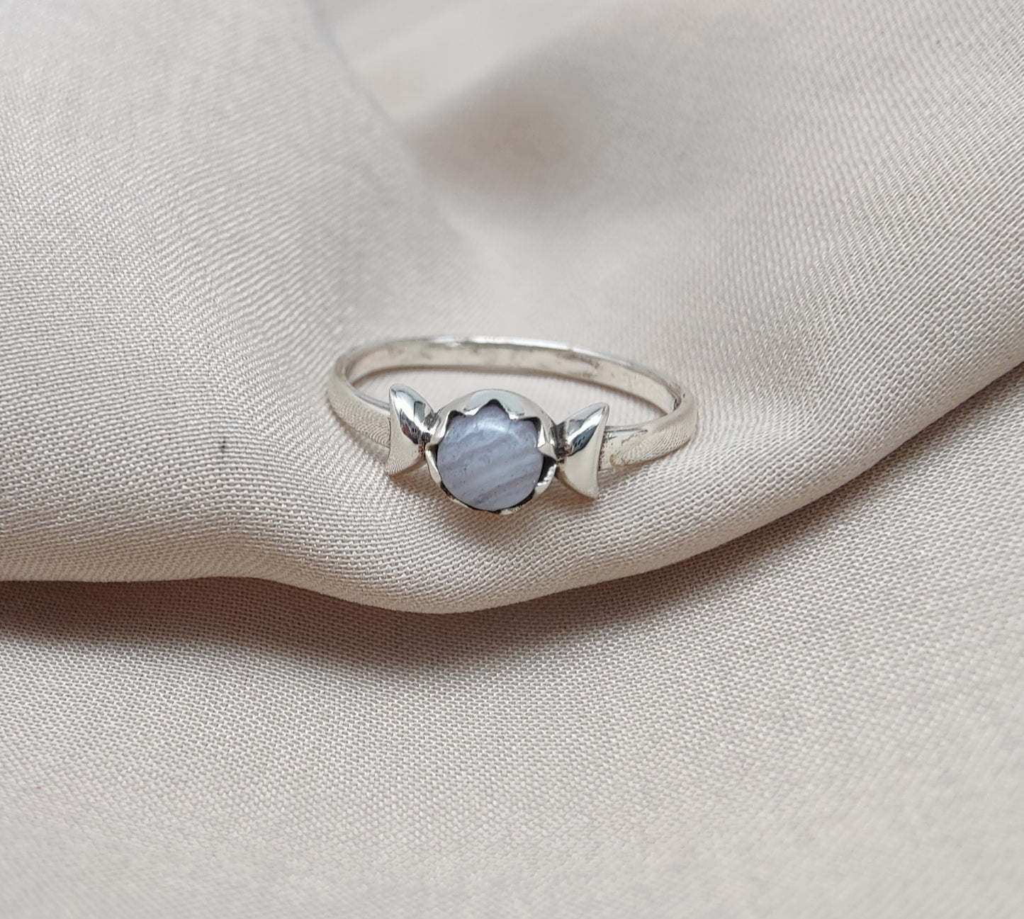 925 SOLID STERLING SILVER NATURAL BLUE LACE AGATE GEMSTONE HANDMADE RING, ALL SIZES AVAILABLE