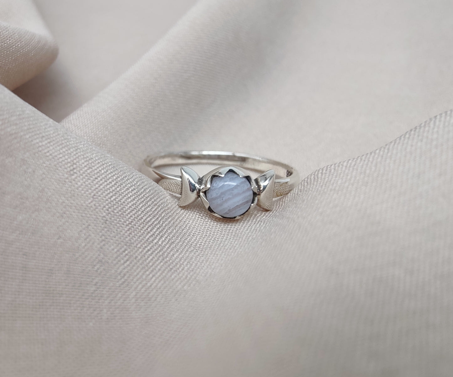 925 SOLID STERLING SILVER NATURAL BLUE LACE AGATE GEMSTONE HANDMADE RING, ALL SIZES AVAILABLE
