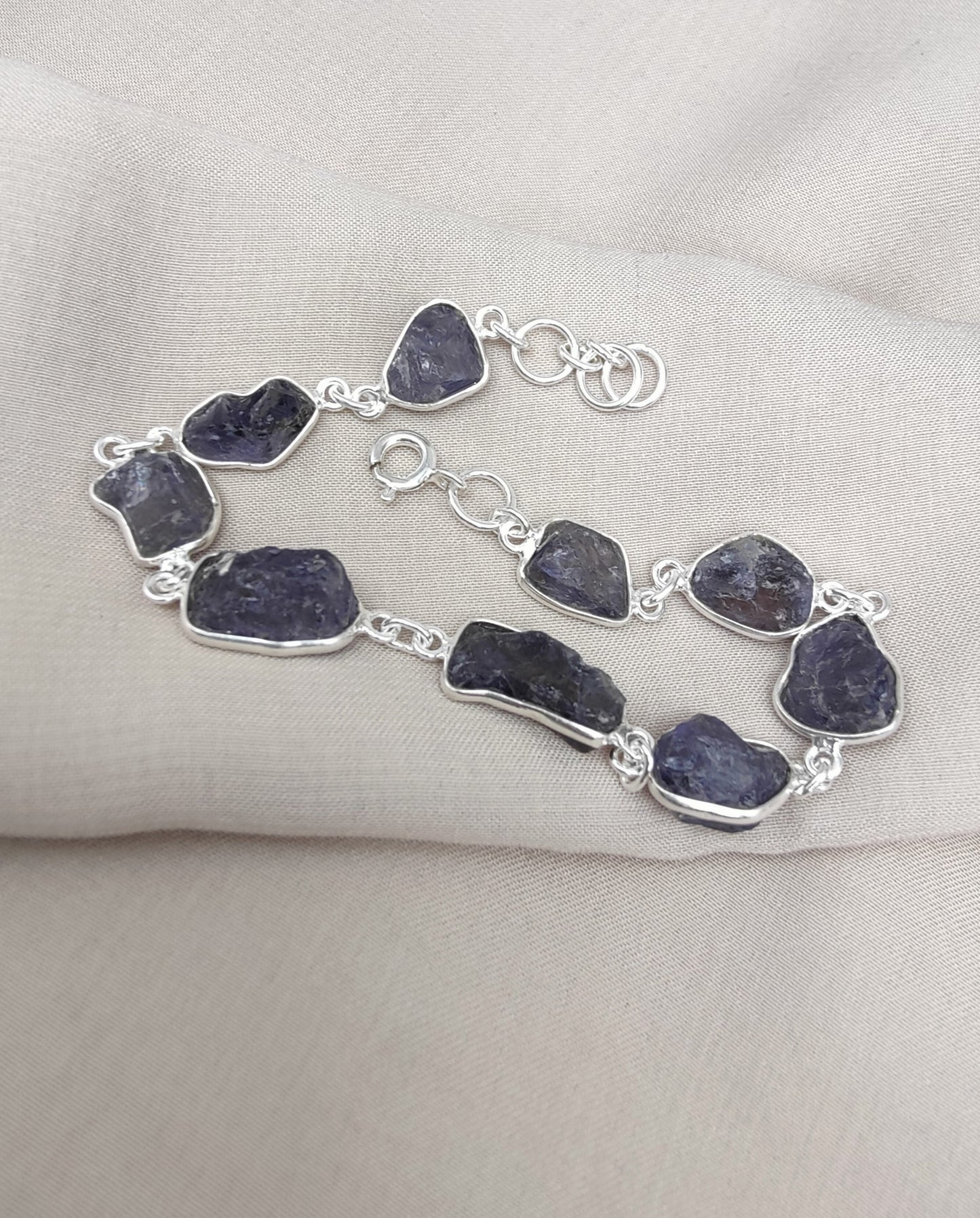 925 SOLID STERLING SILVER NATURAL RAW TANZANITE HANDMADE BRACELET,8 INCHES