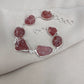 925 SOLID STERLING SILVER NATURAL RAW STRAWBERRY QUARTZ HANDMADE BRACELET