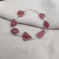 925 SOLID STERLING SILVER NATURAL RAW STRAWBERRY QUARTZ HANDMADE BRACELET