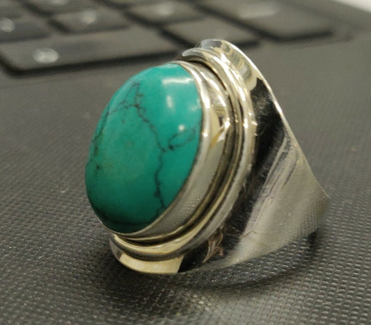 925 SOLID STERLING SILVER NATURAL TURQUOISE GEMSTONES HANDMADE RING, ALL SIZES AVAILABLE