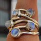 925 SOLID STERLING SILVER NATURAL RAINBOW MOONSTONE GEMSTONES HANDMADE RING, ALL SIZES AVAILABLE