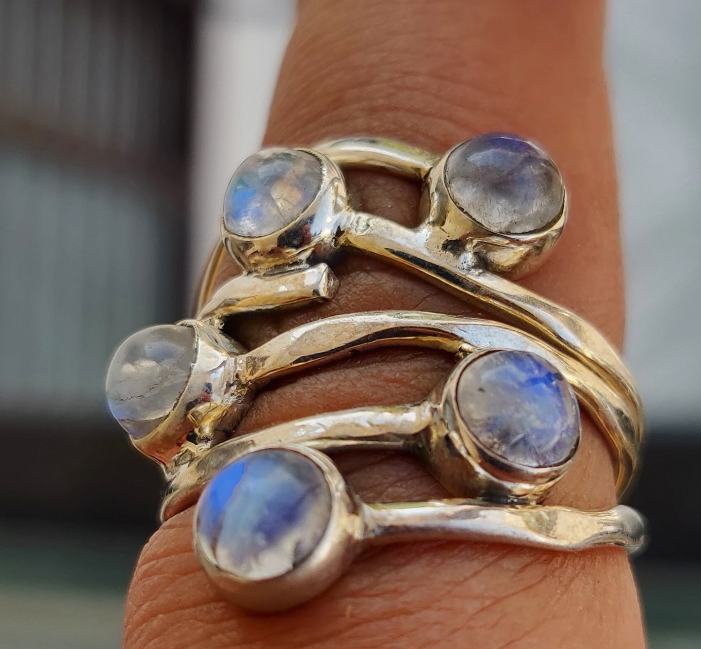 925 SOLID STERLING SILVER NATURAL RAINBOW MOONSTONE GEMSTONES HANDMADE RING, ALL SIZES AVAILABLE