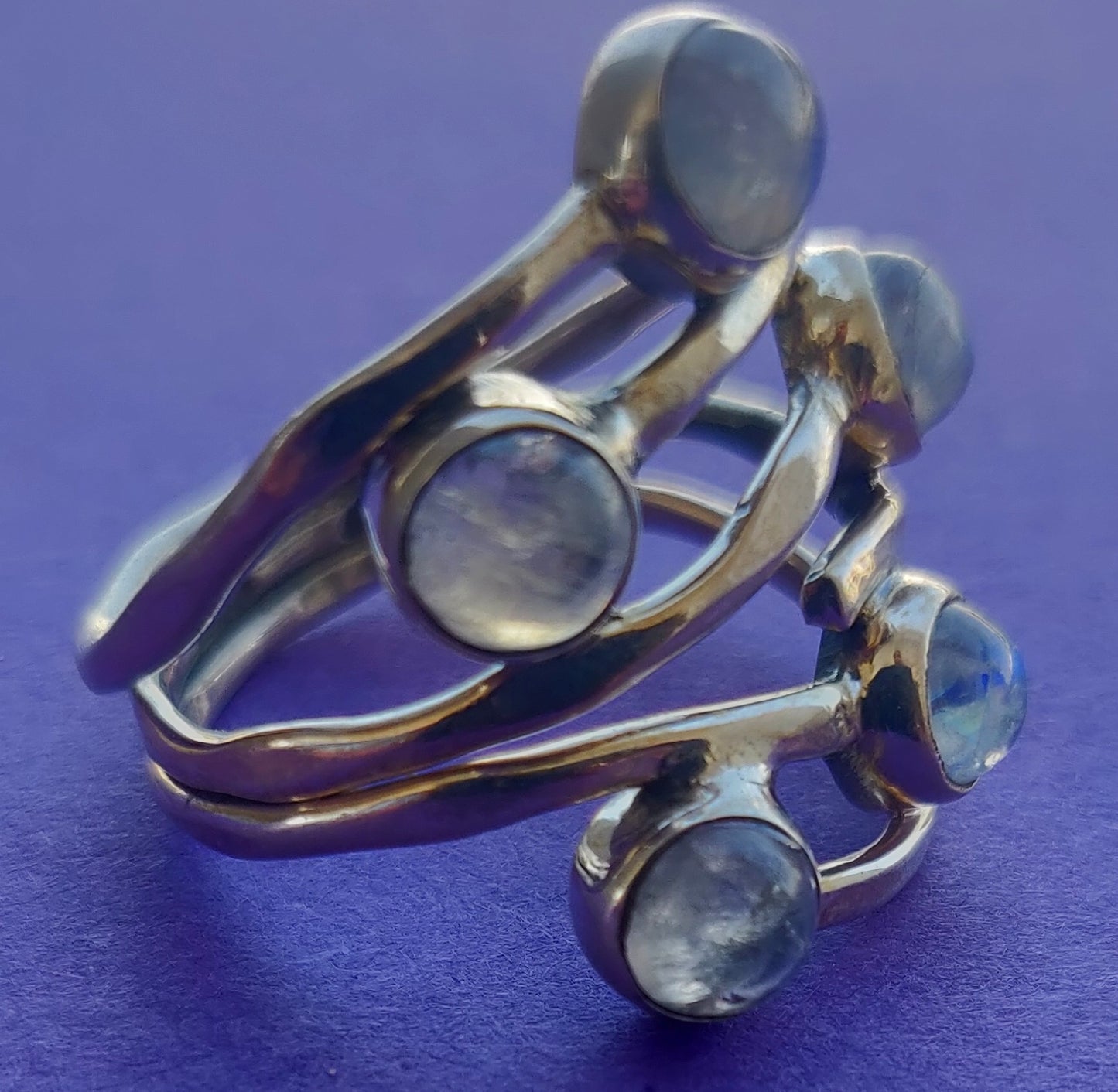 925 SOLID STERLING SILVER NATURAL RAINBOW MOONSTONE GEMSTONES HANDMADE RING, ALL SIZES AVAILABLE