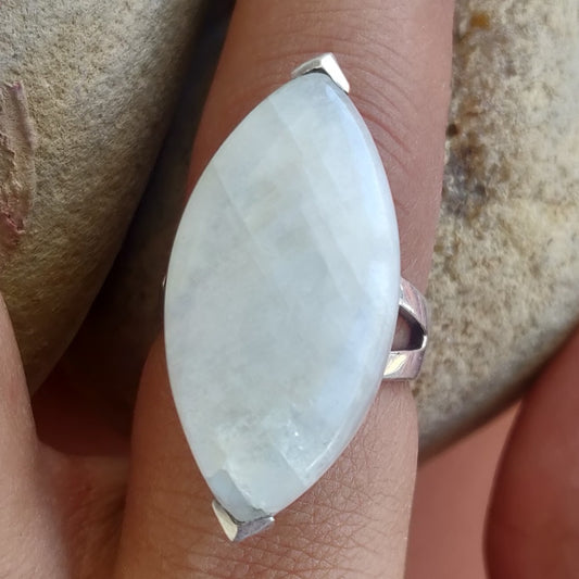 925 SOLID STERLING SILVER NATURAL RAINBOW MOONSTONE GEMSTONES HANDMADE RING, ALL SIZES AVAILABLE