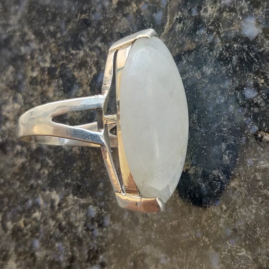 925 SOLID STERLING SILVER NATURAL RAINBOW MOONSTONE GEMSTONES HANDMADE RING, ALL SIZES AVAILABLE