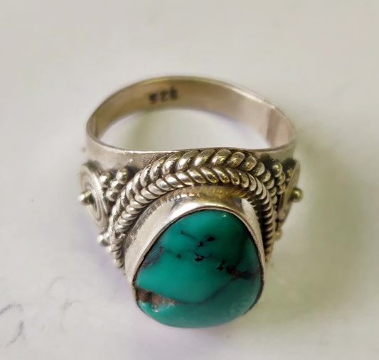 925 SOLID STERLING SILVER NATURAL TURQUOISE GEMSTONES HANDMADE RING, ALL SIZES AVAILABLE