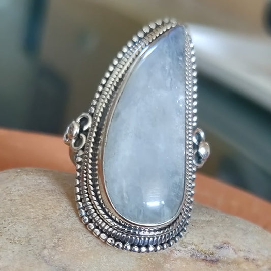 925 SOLID STERLING SILVER NATURAL RAINBOW MOONSTONE GEMSTONES HANDMADE RING, ALL SIZES AVAILABLE