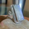 925 SOLID STERLING SILVER NATURAL RAINBOW MOONSTONE GEMSTONES HANDMADE RING, ALL SIZES AVAILABLE