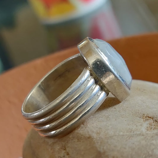 925 SOLID STERLING SILVER NATURAL RAINBOW MOONSTONE GEMSTONES HANDMADE RING, ALL SIZES AVAILABLE