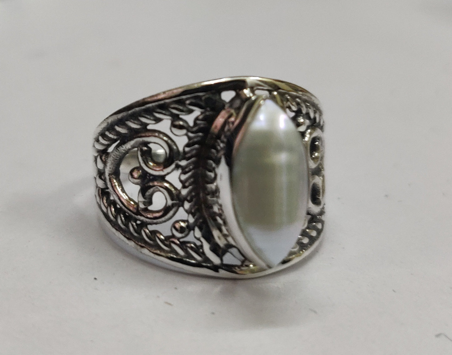 925 SOLID STERLING SILVER NATURAL Mother of Pearl GEMSTONES HANDMADE RING, ALL SIZES AVAILABLE