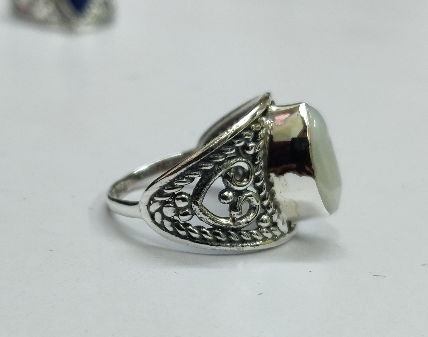 925 SOLID STERLING SILVER NATURAL Mother of Pearl GEMSTONES HANDMADE RING, ALL SIZES AVAILABLE