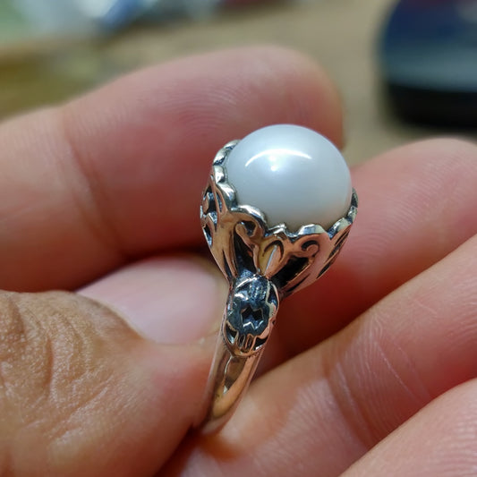 925 SOLID STERLING SILVER NATURAL Mother of Pearl GEMSTONES HANDMADE RING, ALL SIZES AVAILABLE