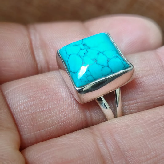 925 SOLID STERLING SILVER NATURAL TURQUOISE GEMSTONES HANDMADE RING, ALL SIZES AVAILABLE