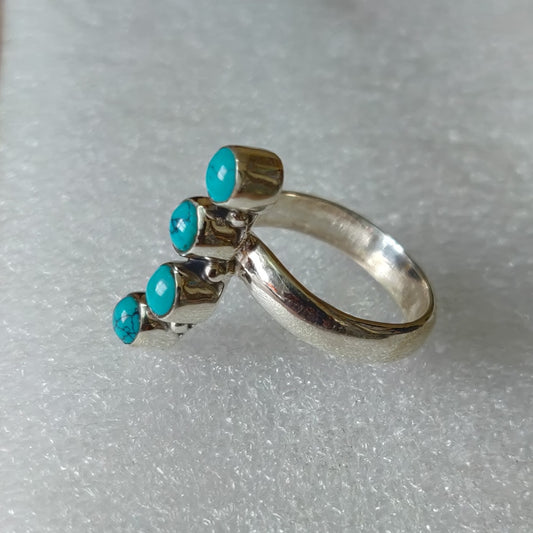 925 SOLID STERLING SILVER NATURAL TURQUOISE GEMSTONES HANDMADE RING, ALL SIZES AVAILABLE