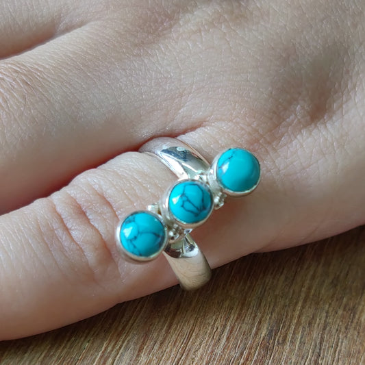925 SOLID STERLING SILVER NATURAL TURQUOISE GEMSTONES HANDMADE RING, ALL SIZES AVAILABLE