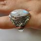 925 SOLID STERLING SILVER NATURAL RAINBOW MOONSTONE GEMSTONES HANDMADE RING, ALL SIZES AVAILABLE