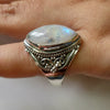 925 SOLID STERLING SILVER NATURAL RAINBOW MOONSTONE GEMSTONES HANDMADE RING, ALL SIZES AVAILABLE