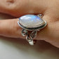 925 SOLID STERLING SILVER NATURAL RAINBOW MOONSTONE GEMSTONES HANDMADE RING, ALL SIZES AVAILABLE