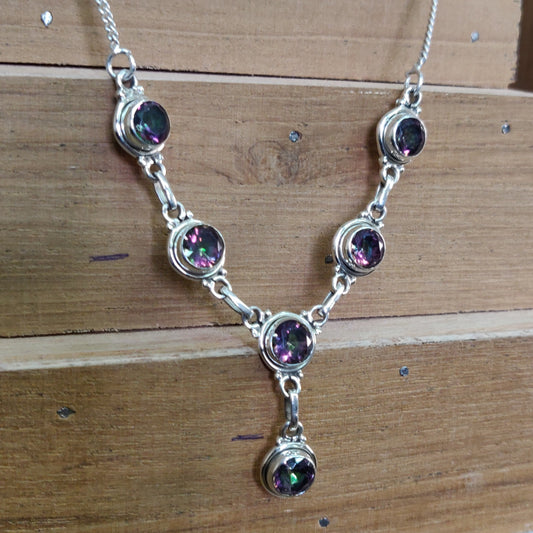 925 SOLID STERLING SILVER NATURAL MYSTIC QUARTZ HANDMADE NECKLACE,18 INCHES