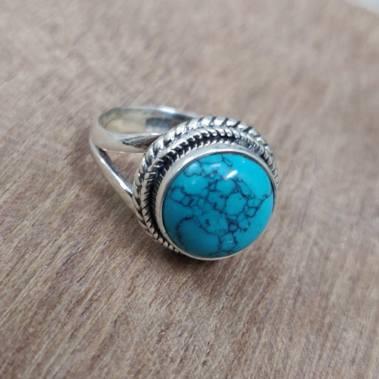 925 SOLID STERLING SILVER NATURAL TURQUOISE GEMSTONES HANDMADE RING, ALL SIZES AVAILABLE
