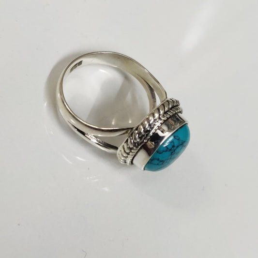 925 SOLID STERLING SILVER NATURAL TURQUOISE GEMSTONES HANDMADE RING, ALL SIZES AVAILABLE