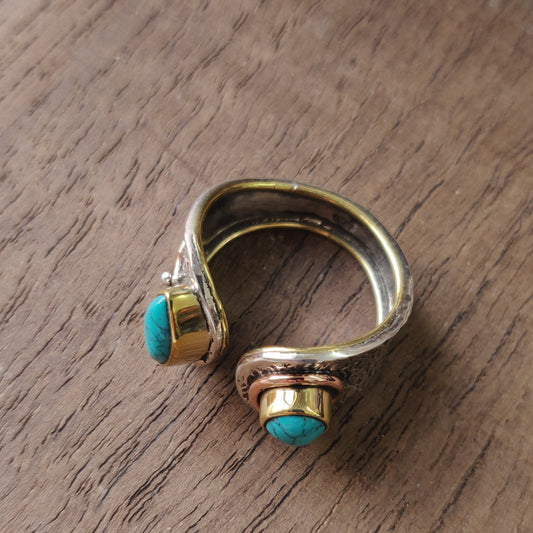 925 SOLID STERLING SILVER NATURAL TURQUOISE GEMSTONES HANDMADE RING, ALL SIZES AVAILABLE
