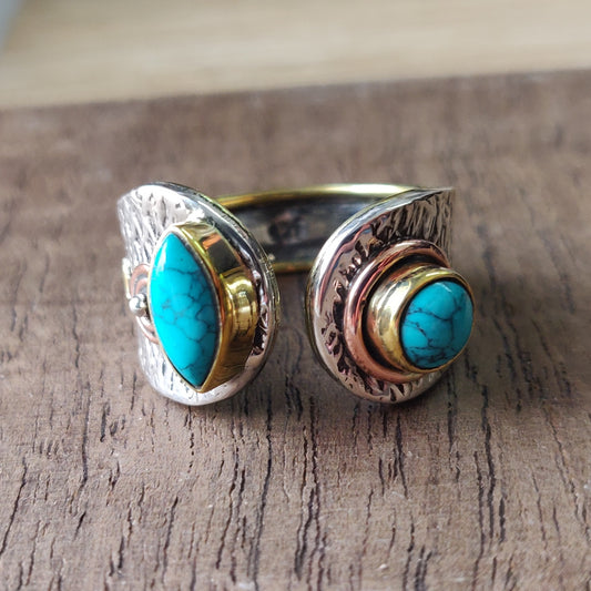 925 SOLID STERLING SILVER NATURAL TURQUOISE GEMSTONES HANDMADE RING, ALL SIZES AVAILABLE