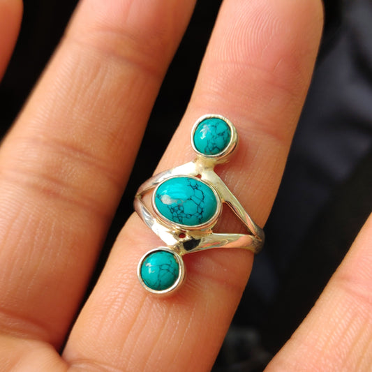 925 SOLID STERLING SILVER NATURAL TURQUOISE GEMSTONES HANDMADE RING, ALL SIZES AVAILABLE