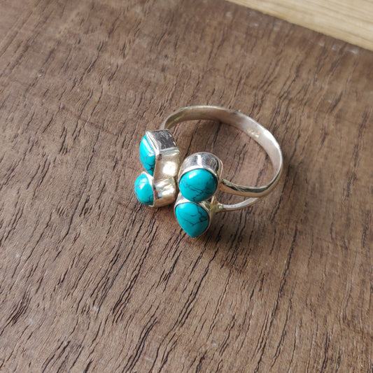 925 SOLID STERLING SILVER NATURAL TURQUOISE GEMSTONES HANDMADE RING, ALL SIZES AVAILABLE