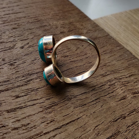 925 SOLID STERLING SILVER NATURAL TURQUOISE GEMSTONES HANDMADE RING, ALL SIZES AVAILABLE