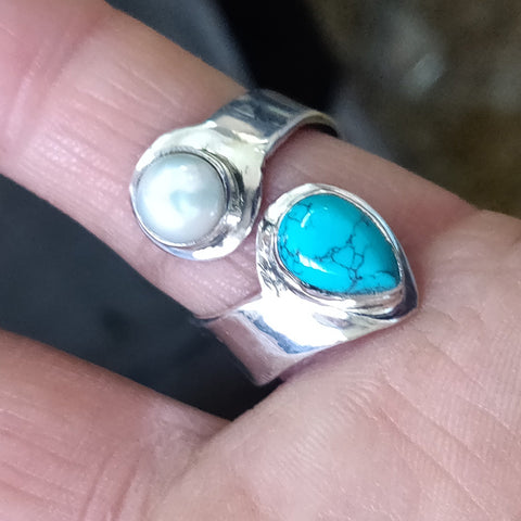 925 SOLID STERLING SILVER NATURAL TURQUOISE GEMSTONES HANDMADE RING, ALL SIZES AVAILABLE
