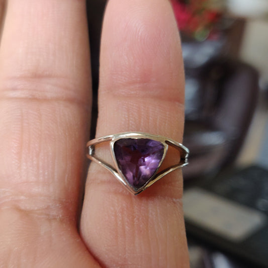 925 SOLID STERLING SILVER NATURAL PURPLE AMETHYST GEMSTONES HANDMADE RING, ALL SIZES AVAILABLE
