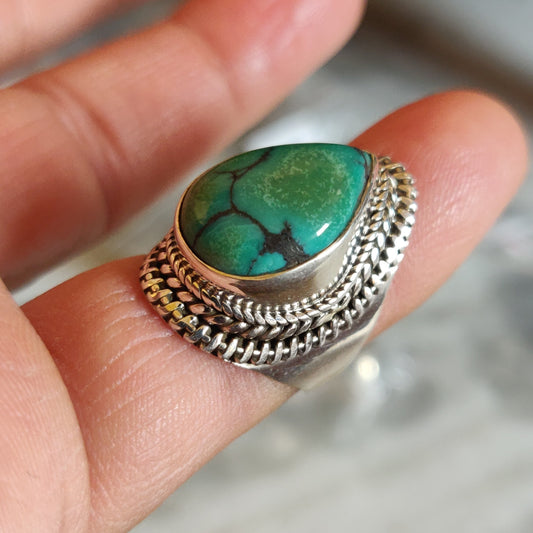 925 SOLID STERLING SILVER NATURAL TURQUOISE GEMSTONES HANDMADE RING, ALL SIZES AVAILABLE