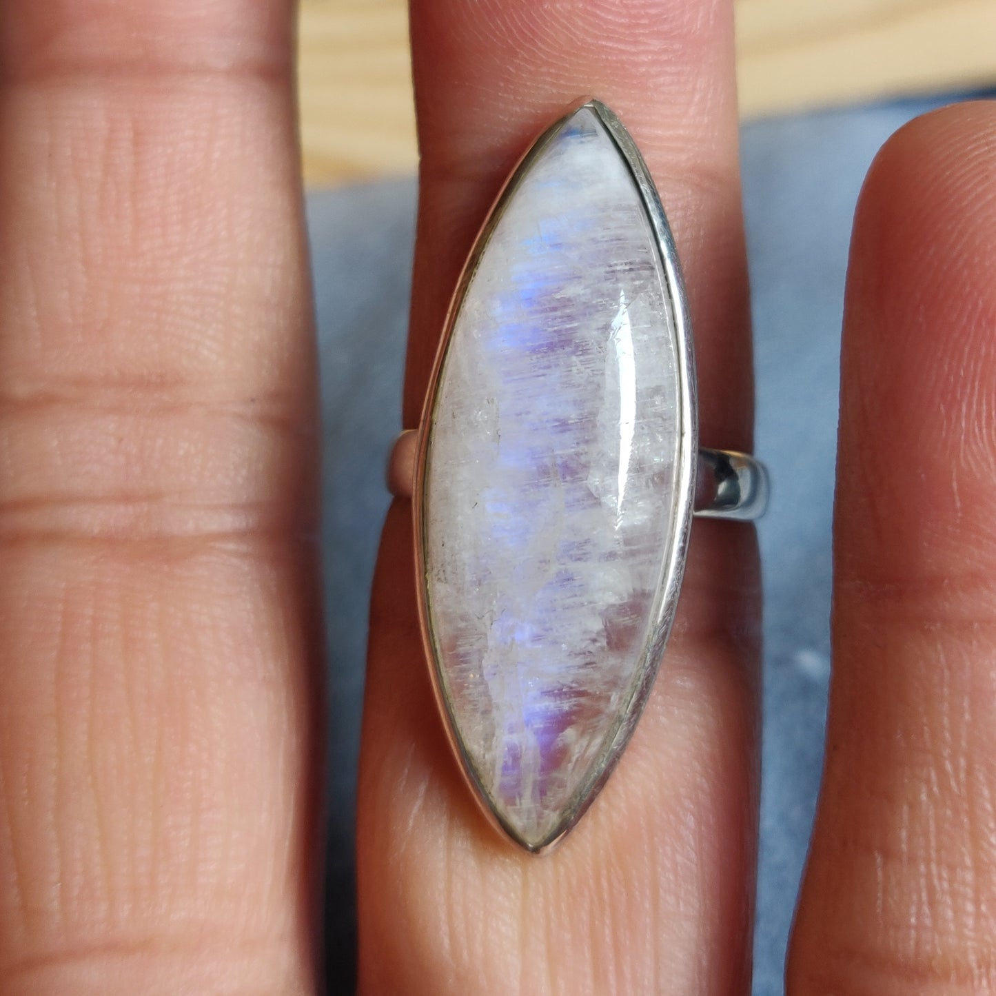 925 SOLID STERLING SILVER NATURAL RAINBOW MOONSTONE GEMSTONES HANDMADE RING, ALL SIZES AVAILABLE